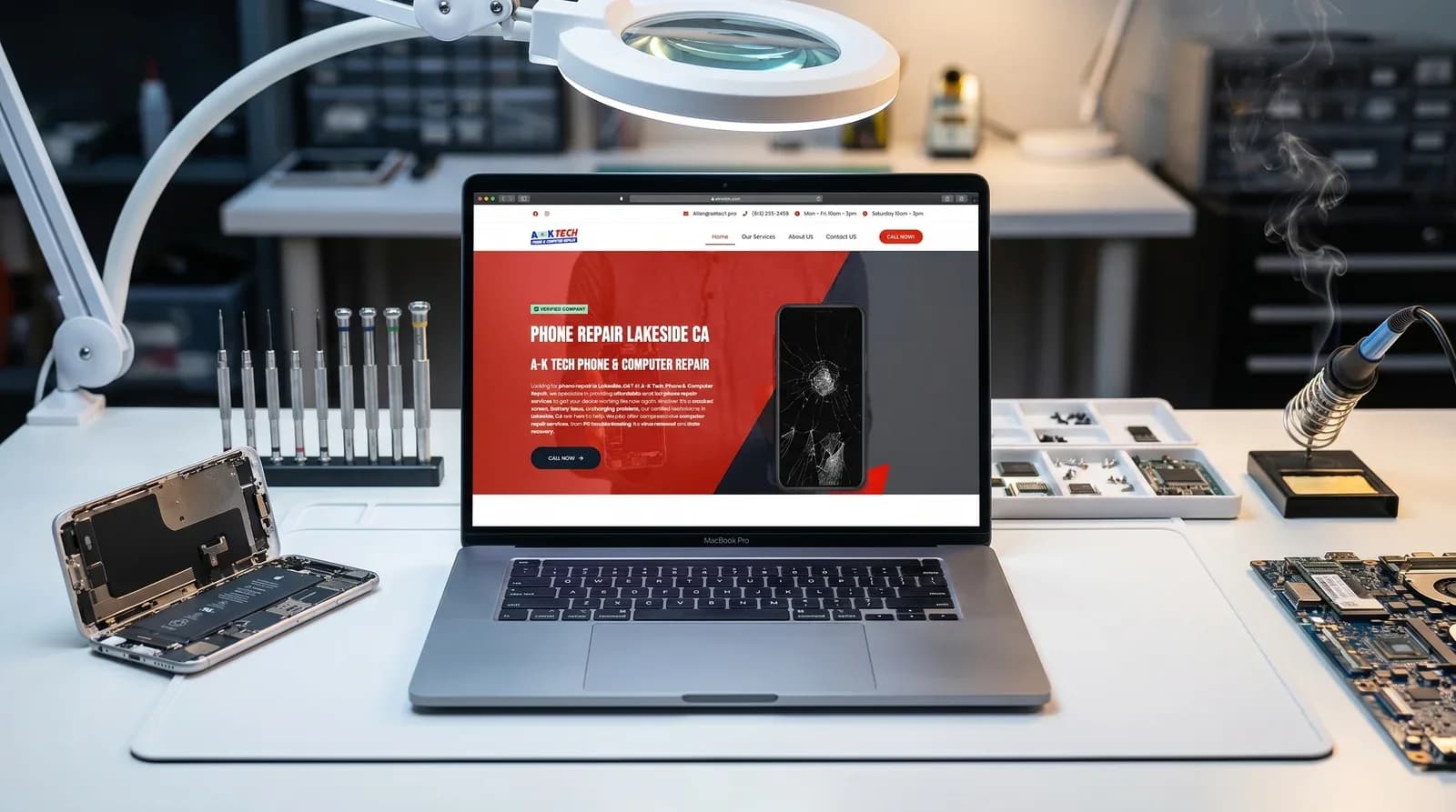 A-K Tech: Phone Repair Shop Website Design website screenshot