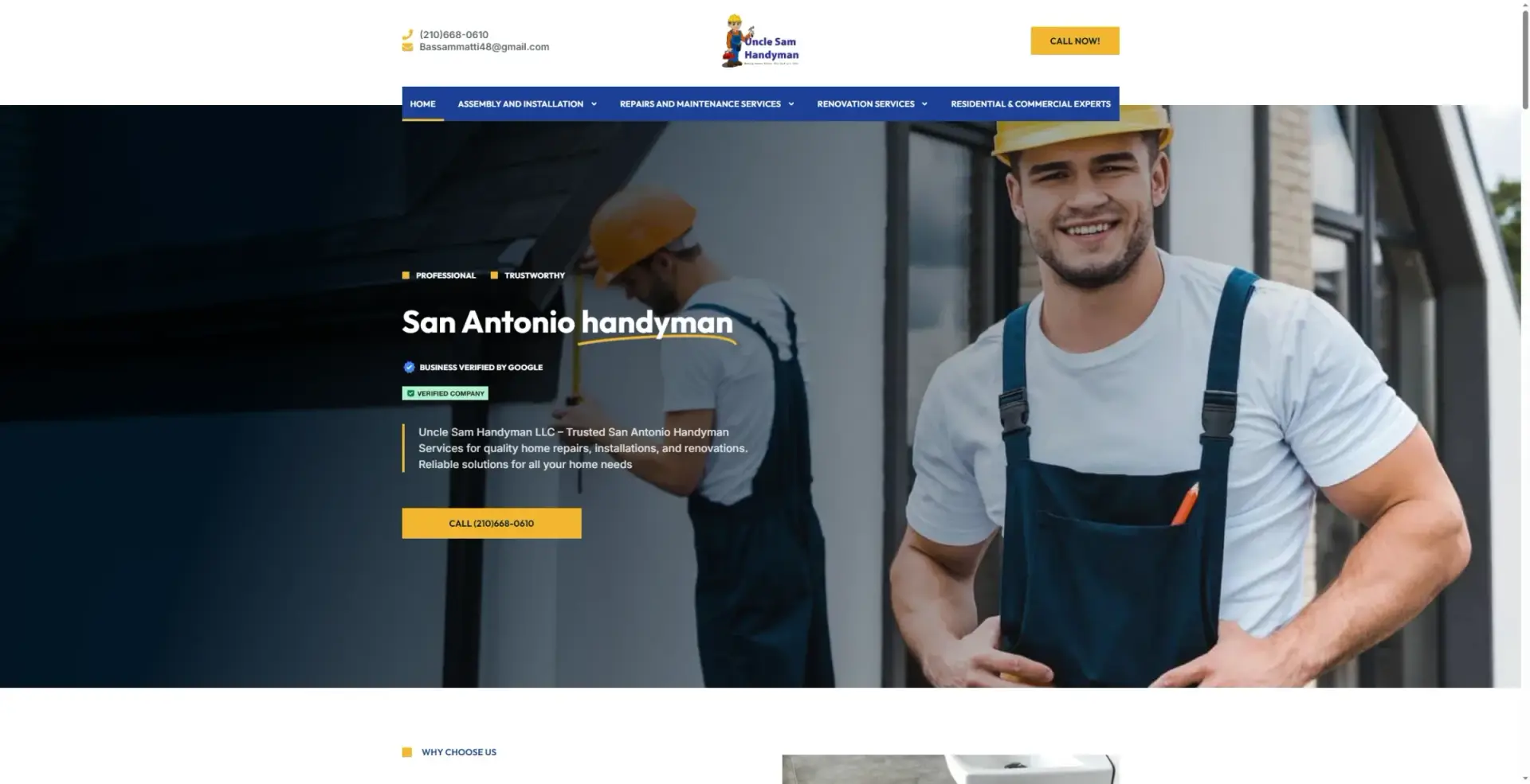 Uncle Sam Handyman LLC website screenshot