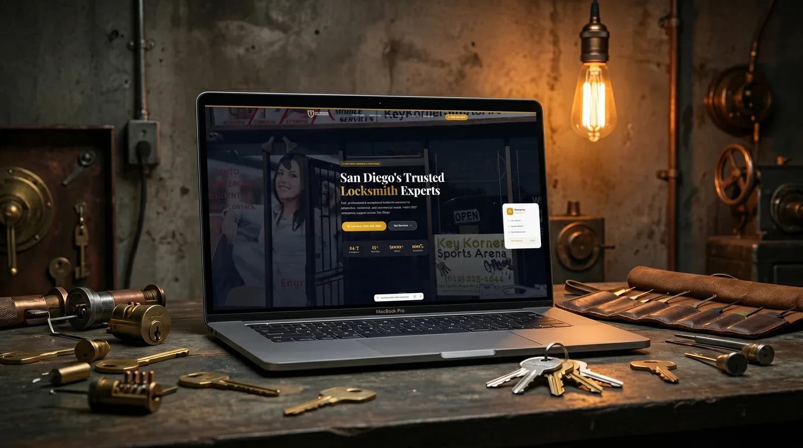 Key Korner Sports Arena: Locksmith Website & Local SEO website screenshot