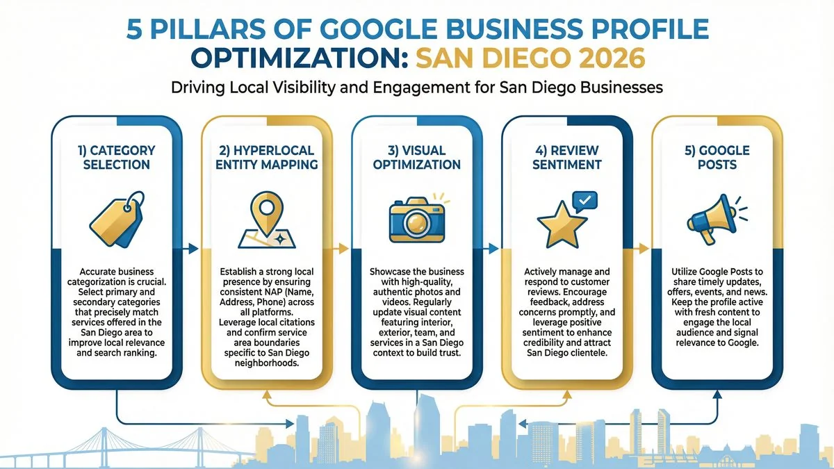Google Business Profile Optimization San Diego: The 2026 Guide to AI Search Visibility 2 5 Pillars Google Business Profile Optimization San Diego 2026